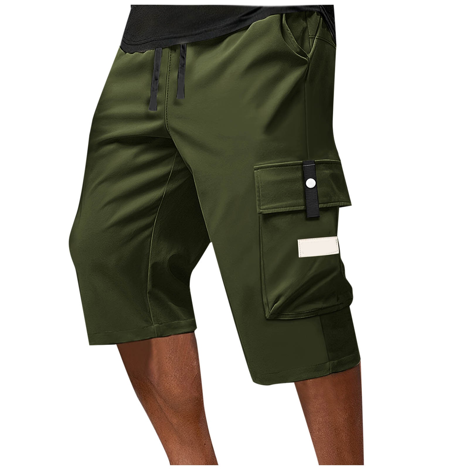 thumbnail image 1 of Pantalones cortos cargo para hombre por debajo de la rodilla: ligeros, cintura elástica, múltiples bolsillos, tallas M-XXXL para trabajo y actividades al aire libre., 1 of 7